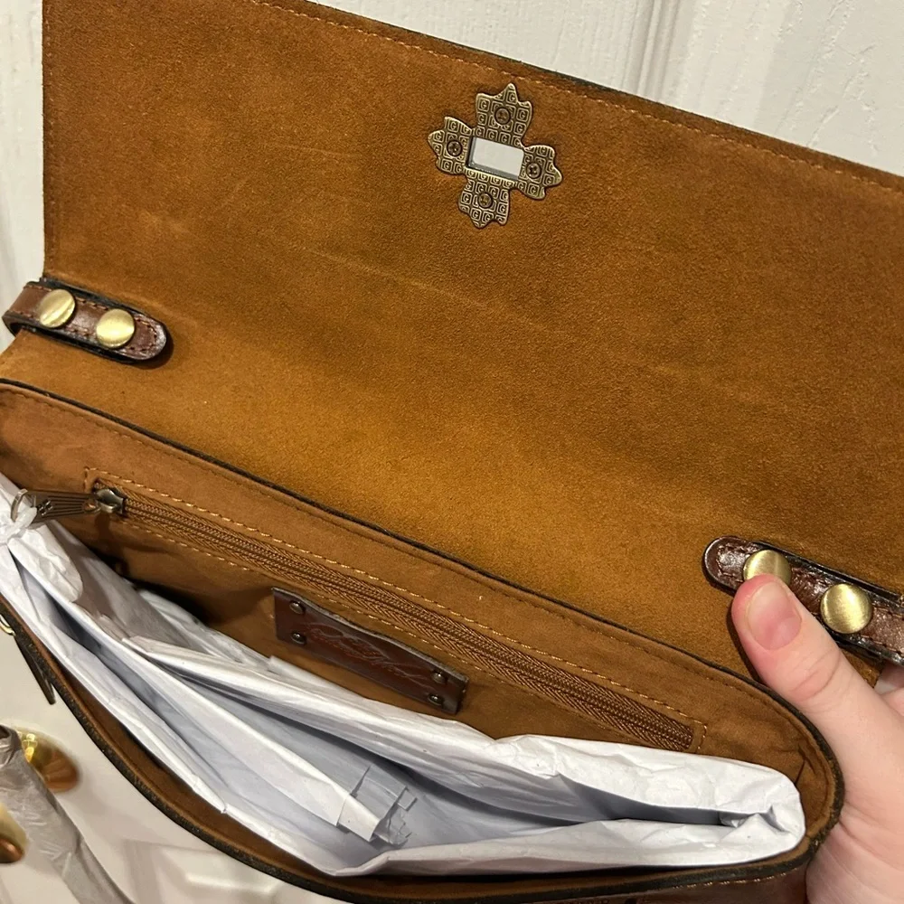 Patricia Nash Rich Brown Leather Crossbody Bag - Picture 5 of 7